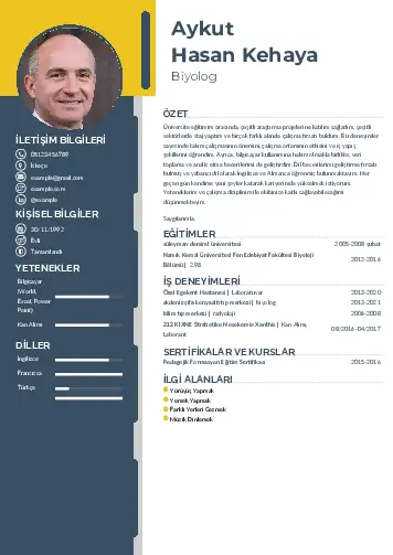 Biyolog CV Örnekleri cv indir